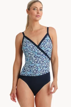 Women Poolproof Tide Diagonal Drape One Piece