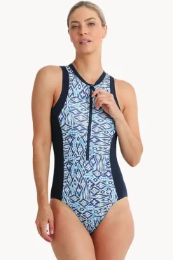 Women Poolproof Tide Sleeveless Zip One Piece