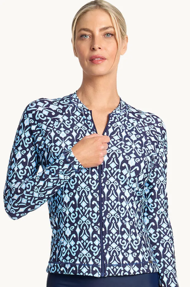 Women Jantzen Tile Long Sleeve Suntop