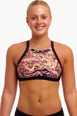 Women Funkita Tipsy Tiger Hi Light Swim Top