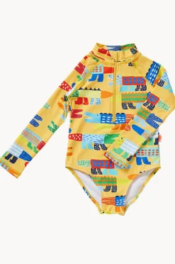 Halcyon Nights Toddler Girls Chomp Chomp Long Sleeve Sunsuit