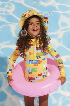 Halcyon Nights Toddler Girls Chomp Chomp Long Sleeve Sunsuit