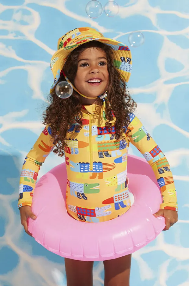 Halcyon Nights Toddler Girls Chomp Chomp Long Sleeve Sunsuit