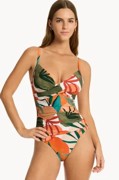 Women Sea Level Tropaluxe Cross Front Scoop Back One Piece