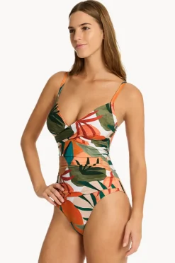 Women Sea Level Tropaluxe Cross Front Scoop Back One Piece