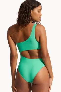 Women Seafolly Tropica One Shoulder Cut Out One Piece