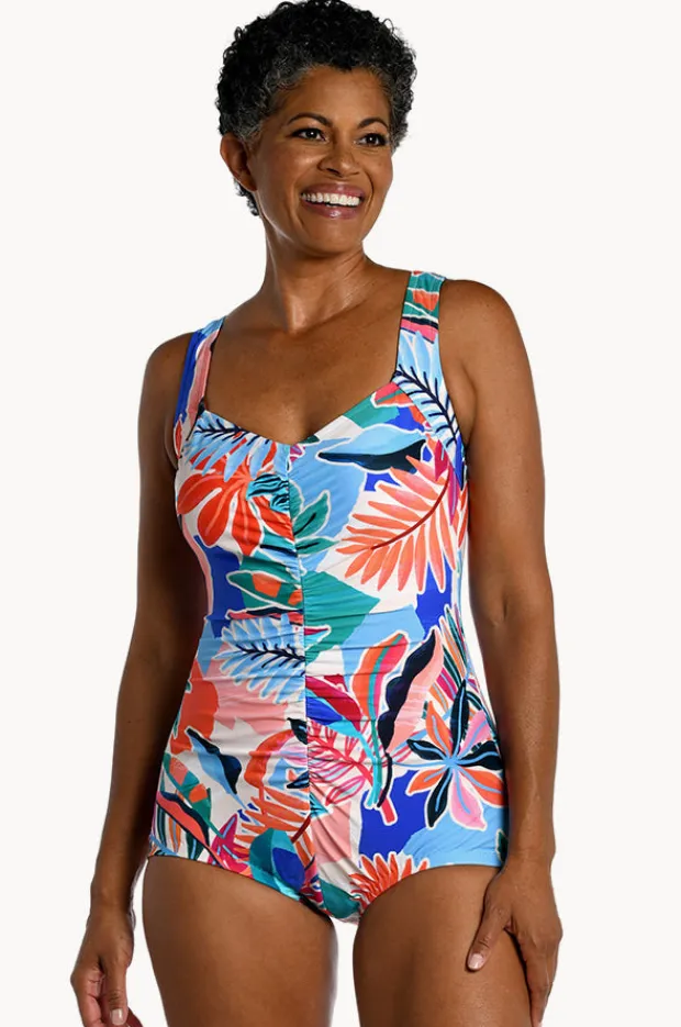 Women Maxine Tropical Abstraction Shirred One Piece