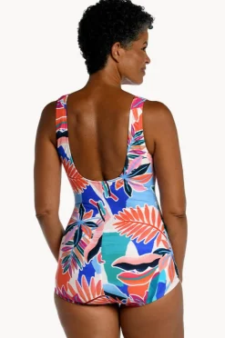 Women Maxine Tropical Abstraction Shirred One Piece