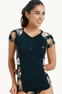 Women Roxy Tropical Feels Cap Sleeve Suntop