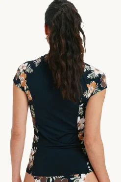 Women Roxy Tropical Feels Cap Sleeve Suntop