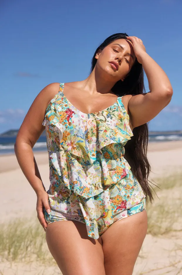Women Capriosca Tropicana Tiered Frill Tankini Separate