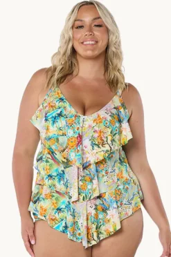 Women Capriosca Tropicana Tiered Frill Tankini Separate