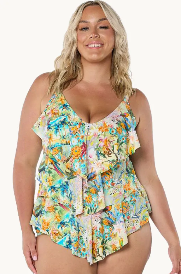 Women Capriosca Tropicana Tiered Frill Tankini Separate