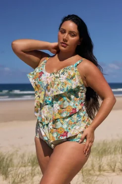 Women Capriosca Tropicana Tiered Frill Tankini Separate