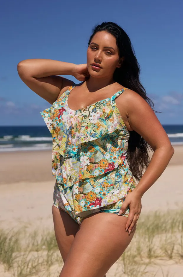 Women Capriosca Tropicana Tiered Frill Tankini Separate