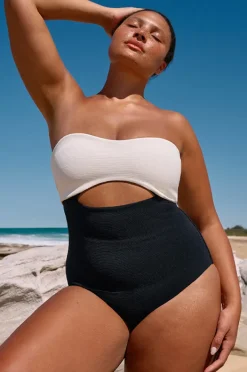 Women Jets Versa Rib Cut Out Bandeau One Piece