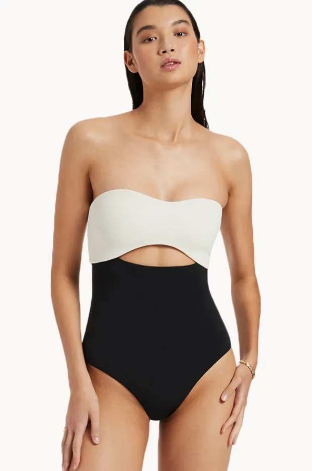 Women Jets Versa Rib Cut Out Bandeau One Piece