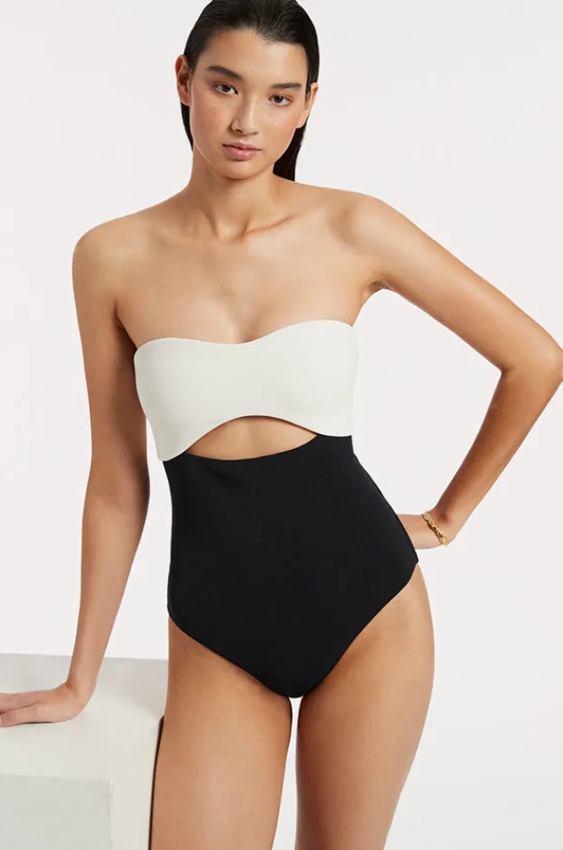 Women Jets Versa Rib Cut Out Bandeau One Piece
