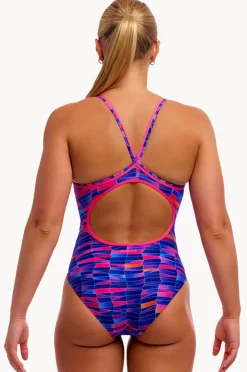 Women Funkita Warped Waves Diamond Back One Piece