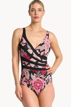 Women Poolproof Wisteria Fan Splice Tank One Piece