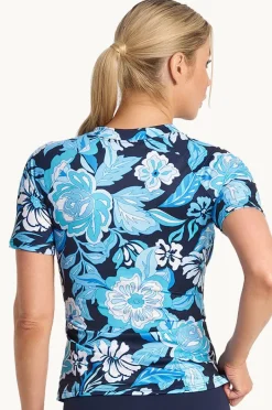 Women Poolproof Wisteria Short Sleeve Suntop