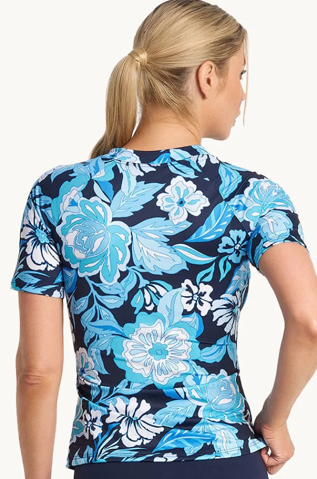 Women Poolproof Wisteria Short Sleeve Suntop