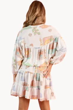 Women Go Girl Zesty Postcard Juliet Bell Sleeve Dress