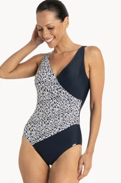 Women Jantzen Zigzag Gathered Cross Over One Piece