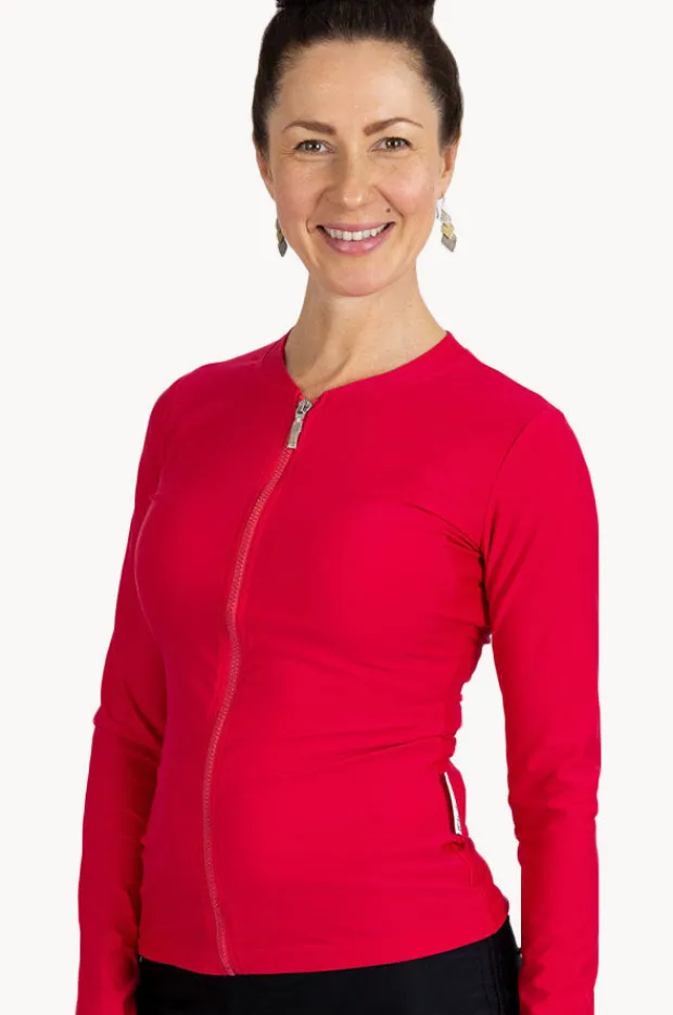 Women Babes In The Shade Zip Long Sleeve Suntop